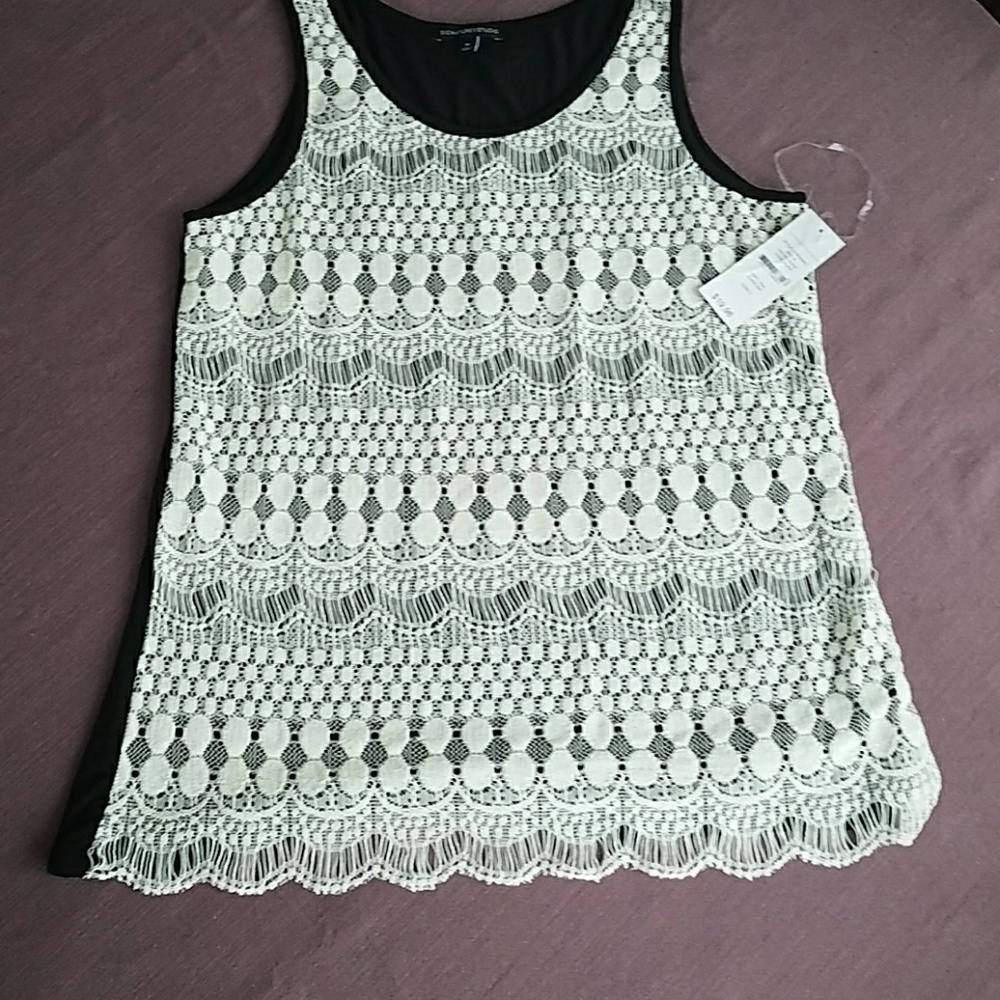 K-Crochet Overlay Black Tank